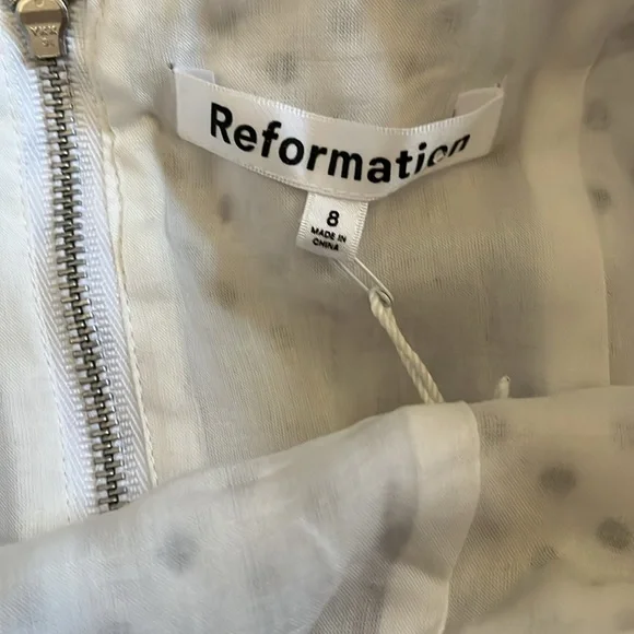 NWT Reformation Evette Linen Top in Eclipse Dot - Picture 7 of 9